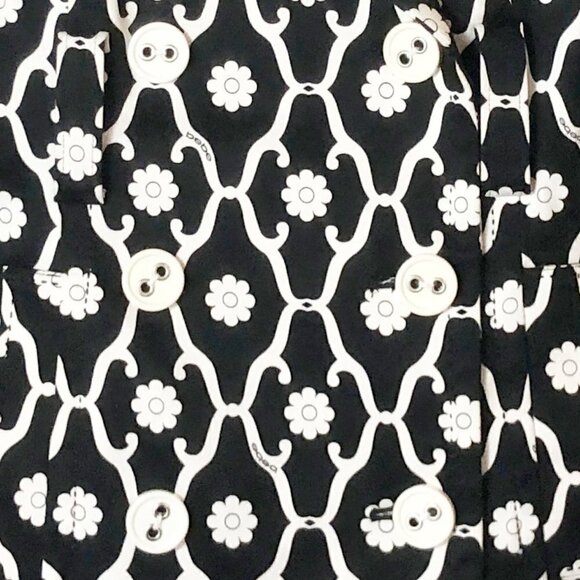 Bebe Fitted Short Sleeve Suit Blazer Black & White Floral Daises Size M - Picture 4 of 6